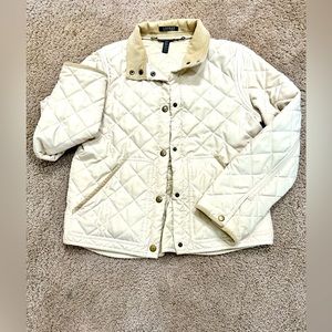 RALPH LAUREN Snap zip Front white, Quilted Jacket Women's Size Large L